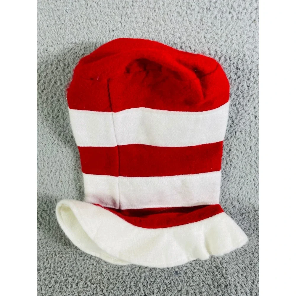 Dr Seuss Cat in the Hat Costume Hat Kids Youth Red White Striped Clown Alley